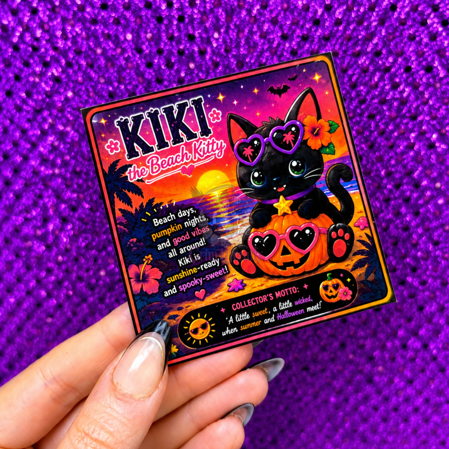 Kiki the Beach Kitty Ornament + Collector's Card