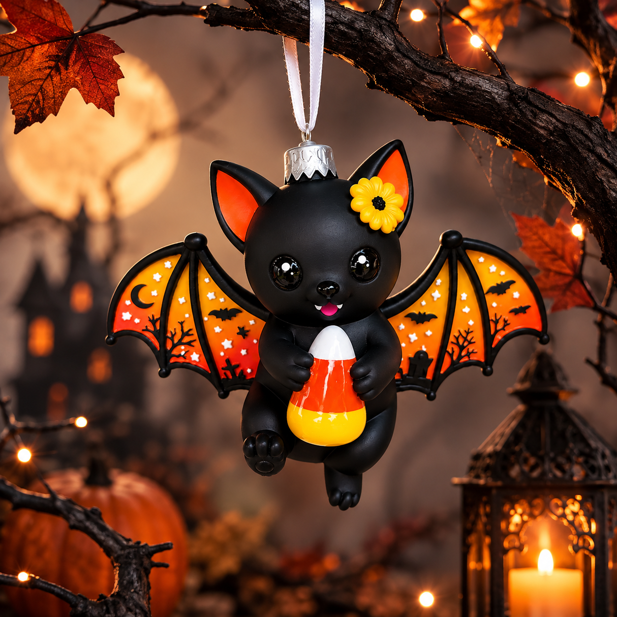 Candi the Candy Corn Bat Ornament + Collector's Card