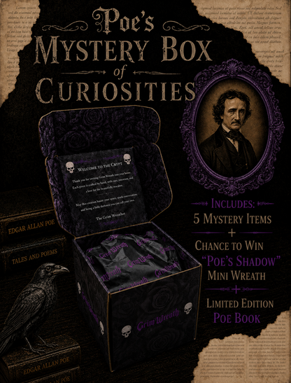 Poe's Mystery Box of Curiosities + Chance to Win Poe Mini Wreath + Limited Edition Illustrated Book