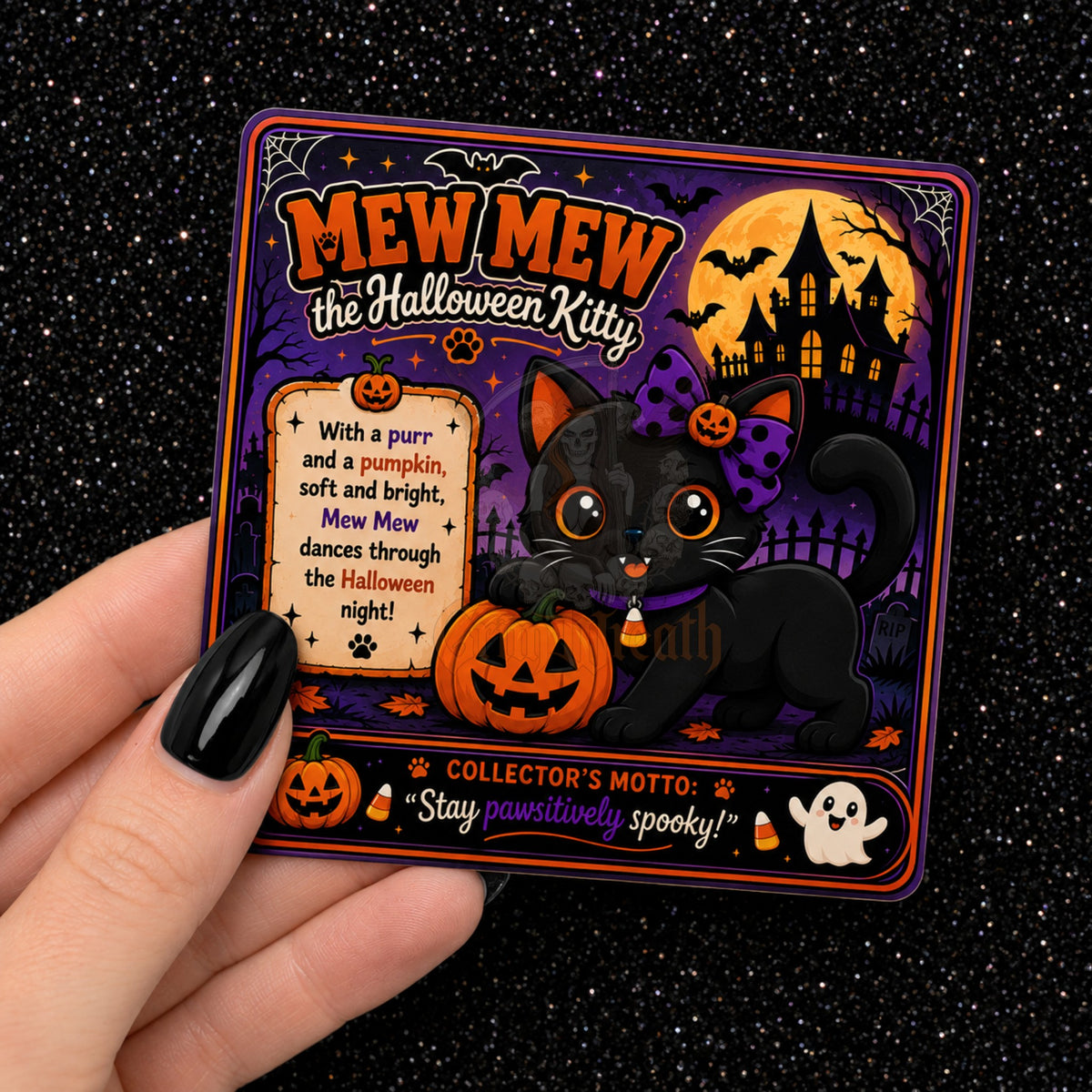 Mew Mew the Halloween Kitty Ornament + Collector's Card