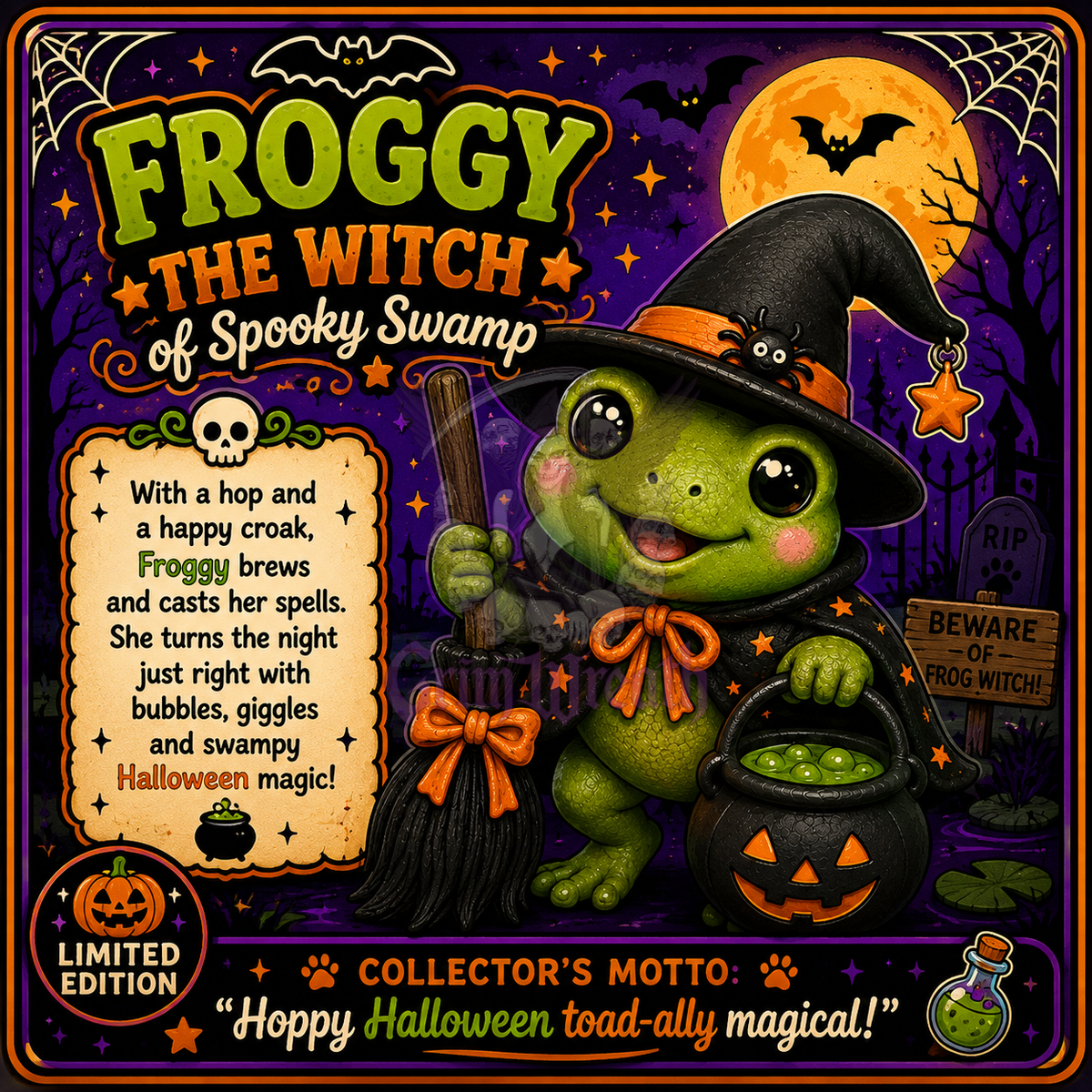 Froggy the Witch Ornament + Collector's Card