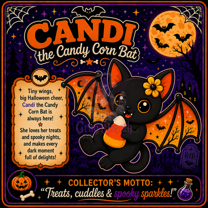 Candi the Candy Corn Bat Ornament + Collector's Card